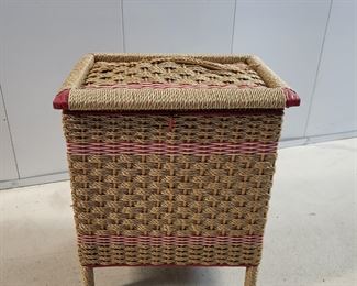 #24 - $10.00 Barnegat - footed sewing basket/stand - some condition issues - 14"x9"x16"