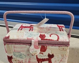 #25 - $10.00 Barnegat - Dritz cat meow sewing basket St Jane collection - 11"x7"