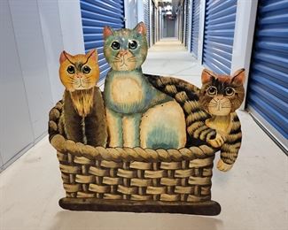 #33 - $25.00 Barnegat - handpainted metal cat decor standing decoration - 28"x29"