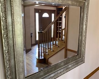 Beveled Silver Frame Wall Mirror 