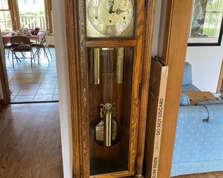 Howard Miller Grandfather Clock, Brass Pendulum, Chime's, Works, 