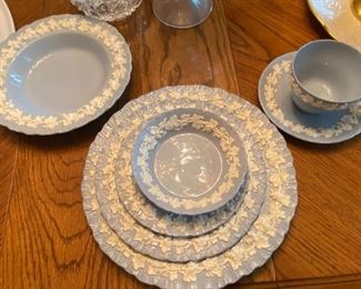 Vintage Wedgewood Queens ware, 7 Piece Place Setting Blue Lavender 