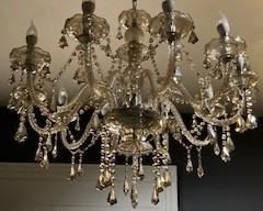 Ridgeyard 25.6 x35.4" Modern Luxurious 10 Lights K9 Crystal Chandelier Candle Pendant Lamp - Cognac/Champagne Color