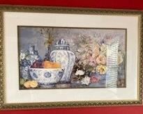 China Blue and White painting with all-natural milkpaint and real gold leaf, hand applied