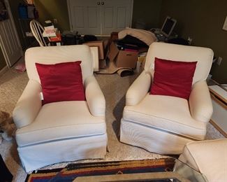 2 fabric chairs and ottoman. 
$150