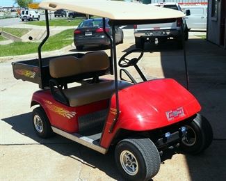 E-Z-Go Textron Golf Cart, With Custom Bed And Sun Shade, Powers Up