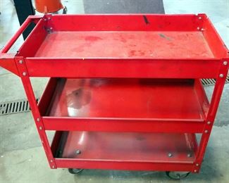 Tiered 3 Level Rolling Shop Cart , 32" x 33" x 16"