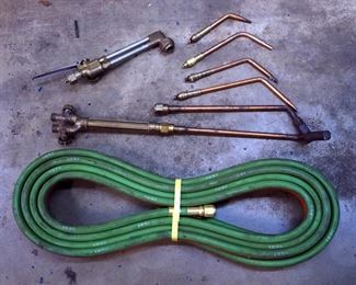 Oxygen/Acetylene Hose, Assorted Torches, And Fitted Torch Tips
