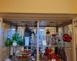 #1010 • Glass Vases, Jars, Feathers, Faux Flowers & Trays