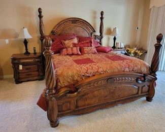 #1106 • Aico Wood Bed Set and Lamps

