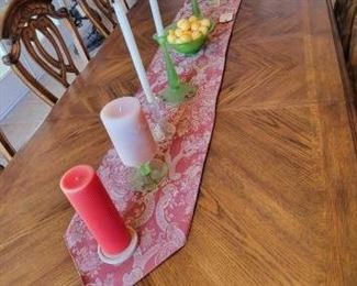 #1328 • Table Runner. Candles, and Glass