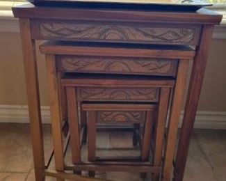 #1346 • Vintage Set of 4 Wood Nesting Tables