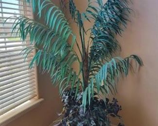 #1348 • Faux Plants in Woven Basket Pot