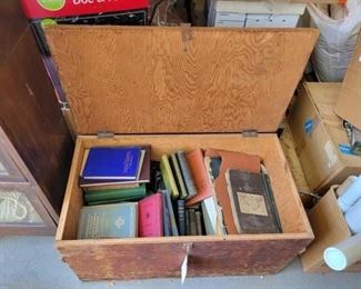 #1602 • Wooden Storage Trunk Full of Books