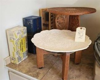 #1674 • 2 Plant Stands, 2 Bottle Boxes & Vintage Makeup Box
