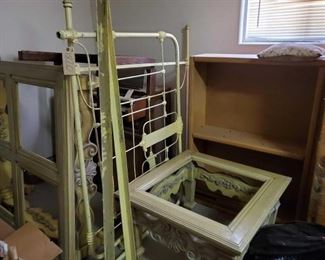 #1820 • 2 coffee Tables Book shelf Metal bed frame and end table