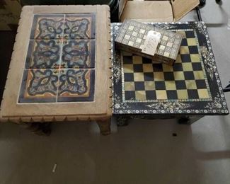 #1866 • End table Chess table and checkers game