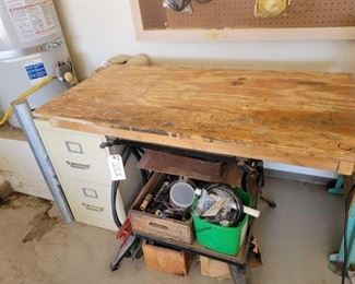 #2028 • Work Table Filing Cabinet and miscellaneous Items