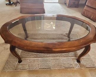 #2248 • Wooden and Glass Coffee Table