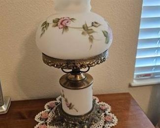 #2522 • Floral Hurricane Lamp