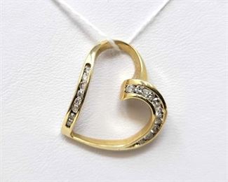 #302 • 14k Gold Heart Pendant with Diamond Accents, 3g