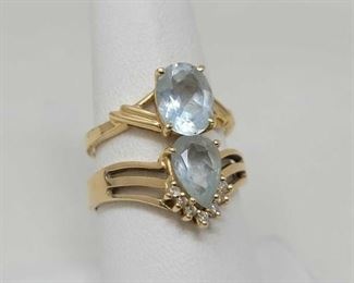 #320 • 14k Gold Semi-Precious & Diamond Accent Rings, 6g