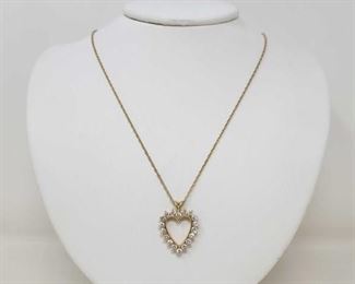 #322 • 14k Gold Diamond Heart Pendant & Chain, 6g