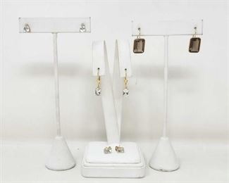 #332 • (4) Pairs of 14k Gold Semi-Precious Stone Earrings, 7g