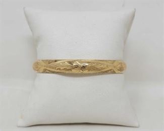 #350 • 14k Gold Engraved Bangle, 10g