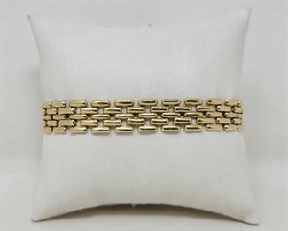 #344 • 14k Gold Panther Link Bracelet, 13g