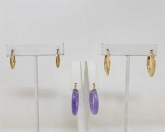 #352 • 14k Gold Jadeite, Moon and Hoop Earrings, 14g