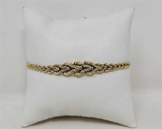 #364 • 14k Gold 5 Diamond Bracelet, 7g