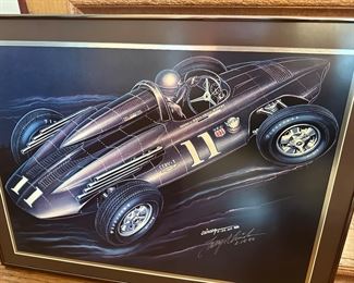 Corvette Litho Art Framed & Signed by Larry Shinoda 