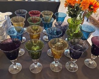 Jewel toned crystal glasses 