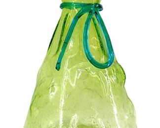 Hand Blown Green Art Glass Bag Vase
