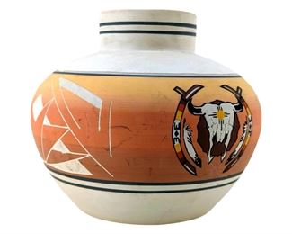 Signed Painted Native American Ceramic Vase
