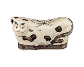 Antique Chinese Ceramic Cat Pillow

