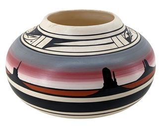 Signed Ceramic Hand Painted Navajo Vase
