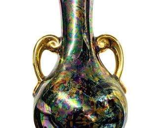 Hand Decorated 22K Gold Pearl China Vase
