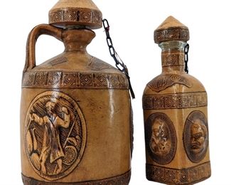 Spanish Primal Embossed Leather Wrapped Bottle
