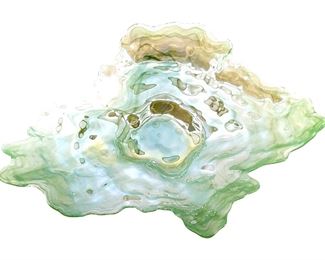 Vintage Green Art Glass Tray
