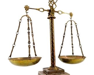 Vintage Brass Scale on Stone Base
