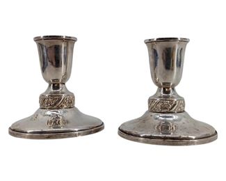 2pc Floral Reinforced Sterling Candleholders
