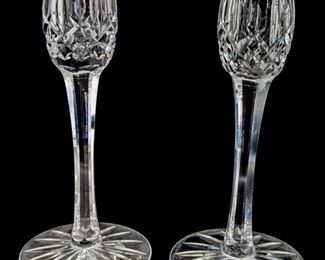 2pc Crystal Waterford Stemmed Candleholders
