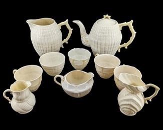 10pc White Belleek Porcelain Dish Set
