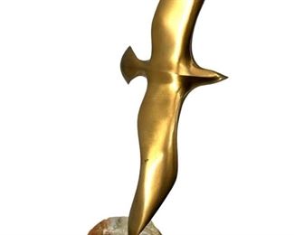 Signed Curtis Jere Brass & Quartz Sculpture
