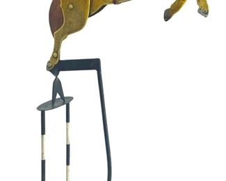 Metal Enamel Horse Jockey Weather Pendulum

