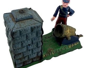 Vintage Artillery Bank Mechanical Coin Bank
