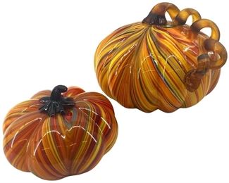 2pc. Hand Blown Glass Pumpkins
