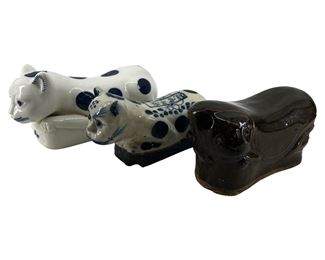 3pc. Porcelain Cat Asian Pillows

